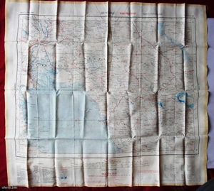 Hartă de mătase militară RAF, pentru evadare (Teheran - Bushire)