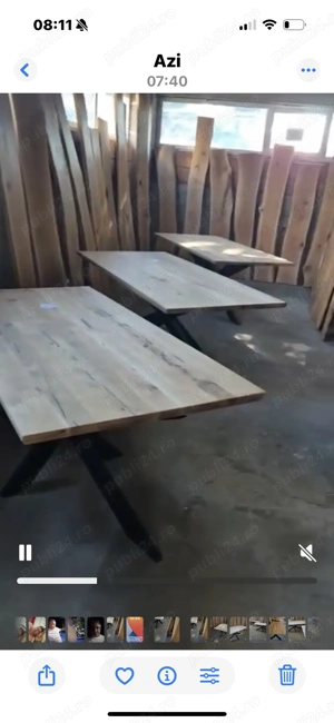 Producator vinde mese stejar masiv si  slaburi rustice  - imagine 3