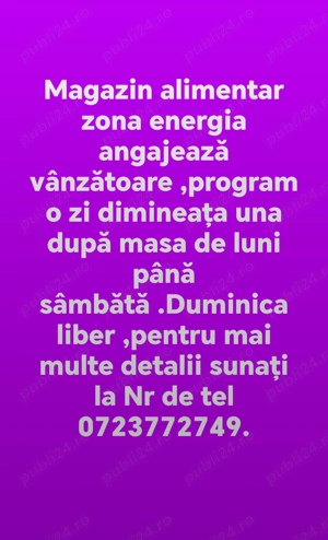 Angajam urgent vânzătoare