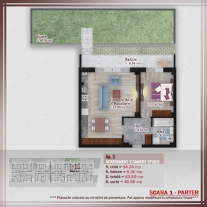 Apartament 2 camere cu gradina