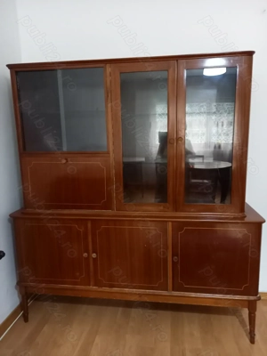 Dulap cu vitrină, furnir cireș, 2 corpuri