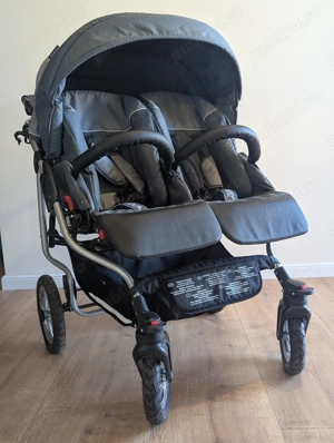 Vand carucior pentru gemeni 2 in 1 Mikado Duet Lux cu roti gonflabile