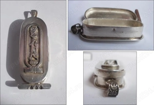 Caseta pandant   cartus egiptean din argint masiv