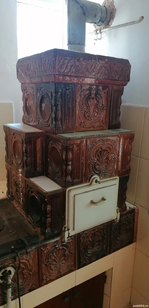 Sobă de teracotă cu plită și cuptor pentru gătit lemn   gaz - imagine 4