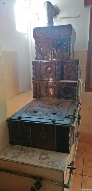 Sobă de teracotă cu plită și cuptor pentru gătit lemn   gaz - imagine 5