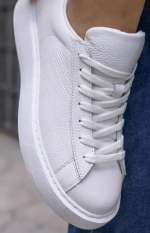 Adidas piele naturala, alba cu talpa groasa, mar. 40 - 26 cm  - imagine 2