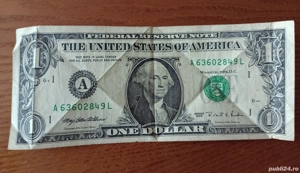 Bancnotă originală de 1 dolar american, din anul 1995