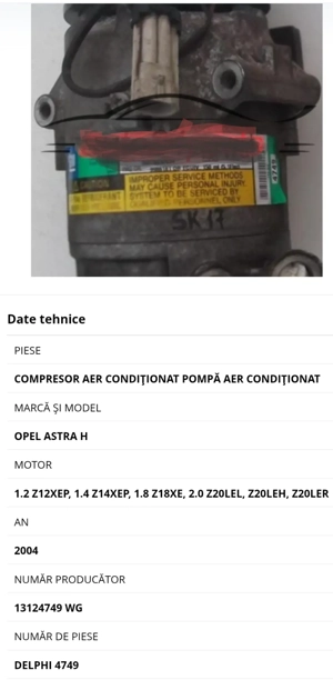 compresor aer condiționat Astra H  - imagine 2