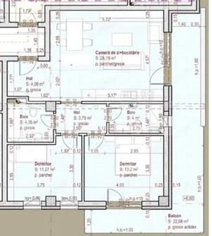 Apartament cu 3 camere, 67 mp, terasa de 22 mp, etaj intermediar, zona Terra