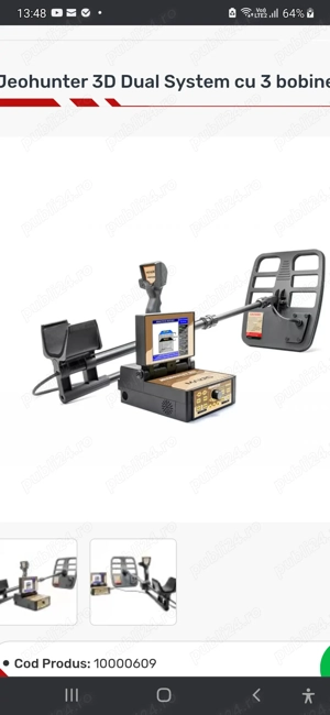Detector Jeohunter 3d Dual sistem cu 3 bobine