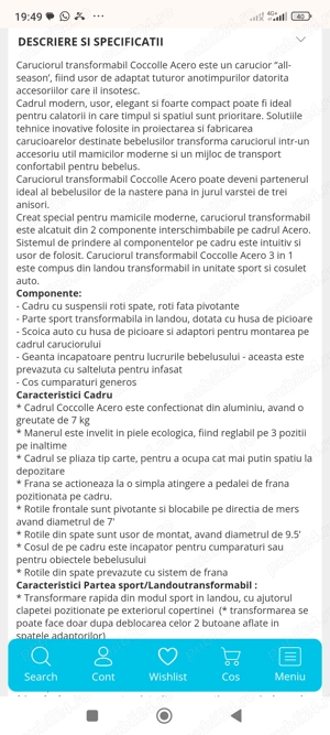 Cărucior transformabil 3 în 1 Coccolle Acero - imagine 2
