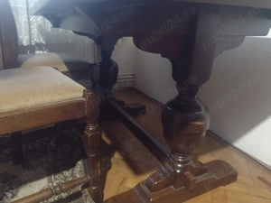 Masa extensibila din lemn masiv cu 6 scaune - imagine 3