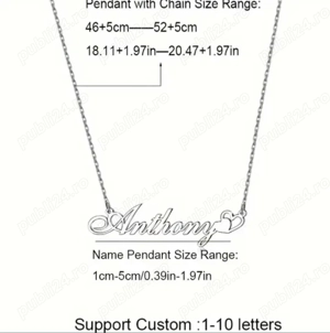 Vand colier cu nume personalizat din otel inoxidabil argintiu Anna - imagine 3