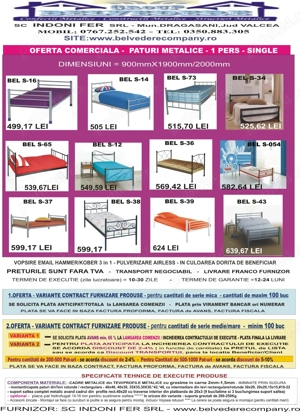 Paturi metalice single - 1 pers