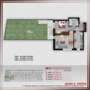 Theodor Pallady-2 camere 59.9 mp cu o gradina de 54.2 mp - imagine 2