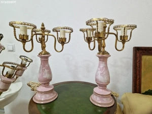 Set vintage italian   2 veioze + candelabru ceramică pictată manual   Ruel Fiorentine, anii  60