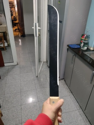 Maceta otel carbon 70 cm maner lemn ascutita - imagine 2