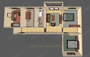 Cetatii. Etaj 1. Centrala proprie. 4 camere transformat in 3 camere decomandat - imagine 7