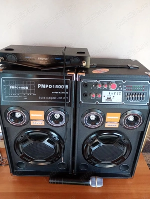 Boxe Karaoke PMOO 1500W ;Statie Receptor  wireless Shure Beta 87; Microfon vocal wireless Shure