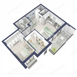 Apartament 63 mp utili 3 camere 2 bai gradina parter inalt Turnisor - imagine 11