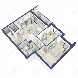 Apartament 63 mp utili 3 camere 2 bai gradina parter inalt Turnisor - imagine 12
