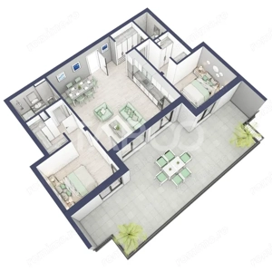 Apartament etaj retras 74mpu 3camere terasa 46mp bloc cu lift Turnisor - imagine 2