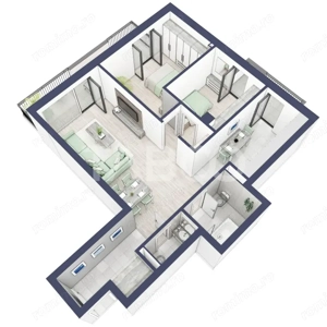 Apartament cu orientare SV 70 mpu 3 camere 2 bai bloc cu lift Turnisor - imagine 9