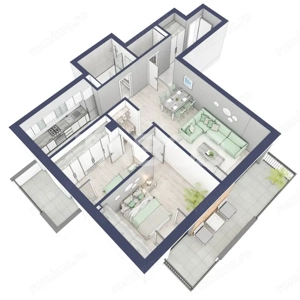 Apartament cu orientare SV 70 mpu 3 camere 2 bai bloc cu lift Turnisor - imagine 8