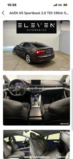Audi A5 Sline 2.0 Tdi 190 CP Faruri Mtrix Led virtual cockpit - imagine 4