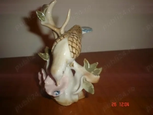 Bibelou portelan pasare cu flori