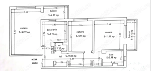 Apartament 3 camere decomandat ( 2 băi & 2 balcoane)