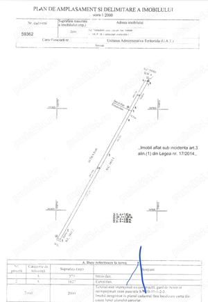 La Sere vând 373 mp Intravilan si 1627mp Extravilan în lot de 2000mp pe DN6 Simian