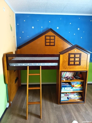  Pat etajat Citadel Brown cumparat de la Mobexpert cu 3 sertare si spatiu depozitare. Poze reale