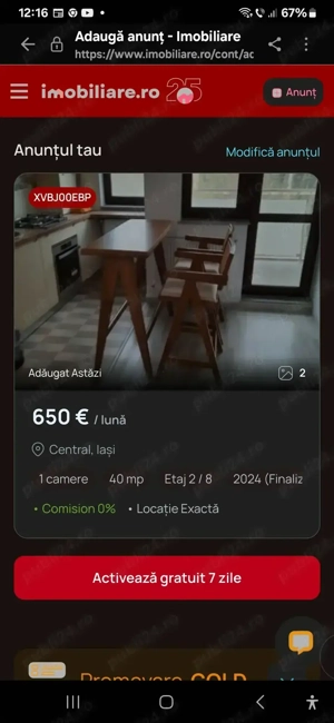 Particular dau spre chirie apartament cu 1 camera si garaj subteran in Iasi  zona ultracentrala ..