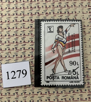 Timbre Romania LP1279 Campionatele individuale de gimnastica Paris, supratipar [1992]