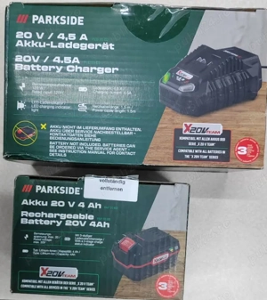 Set acumulator 4A si incarcator 4,5 A Parkside  X 20 V Team