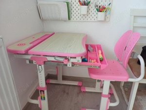 Set birou si scaun copii ergonomic reglabil in inaltime ErgoK C502 Roz  - imagine 2