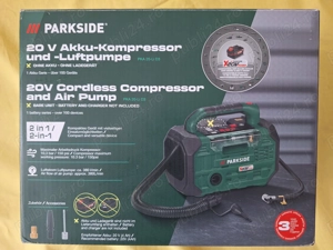 Pompa de aer cu acumulator -  Compresor auto 20 V Parkside, 3 in 1 - imagine 2