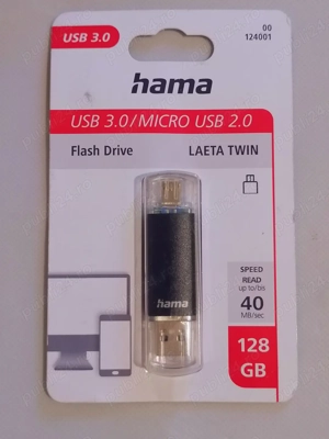 Memorie USB Hama Laeta Twin,128GB,USB 3.0,noua,sigilata!