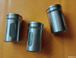 4 Dozatoare de condimente (solnițe) inox si sticlă  - imagine 2