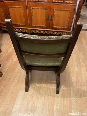 Set 4 scaune lemn masiv, stil retro, tapițerie catifea