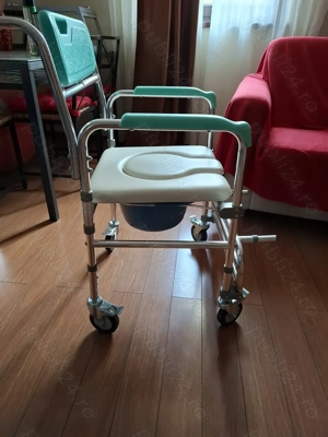 Scaun cu rotile și wc,din aluminiu - imagine 2
