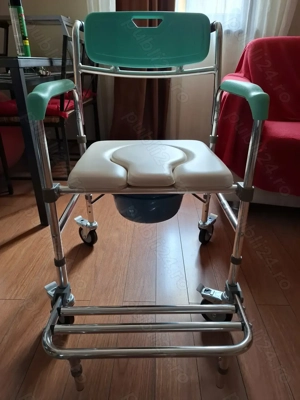 Scaun cu rotile și wc,din aluminiu - imagine 3