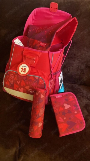 Ghiozdan HERLITZ LOOP cu inimi NOU - echipat cu penare  - imagine 2