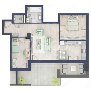 Apartament 66 mp utili 3 camere 2 bai etaj 3 in bloc cu lift Turnisor - imagine 7