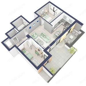 Apartament 66 mp utili 3 camere 2 bai etaj 3 in bloc cu lift Turnisor - imagine 6