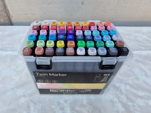 Set de Markere Artistice cu 60 Culori, Dual Tip, Permanent, Multicolor