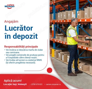 Lucrator in depozit   Picker in Iasi, Voinesti