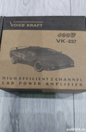 Mini Amplificator de voce Kraft VK 237,12 V,400 w,4 ohm,RCA,2 canale ,Nou! - imagine 4