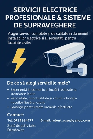 Electrician autorizat   locuințe civile & montaj camere de supraveghere